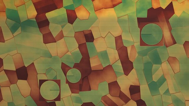 Aerial Farmland NDVI False Color Map With Drone Survey Swath And Center Pivot Irrigation Seamless Loop in subtle crimson tones