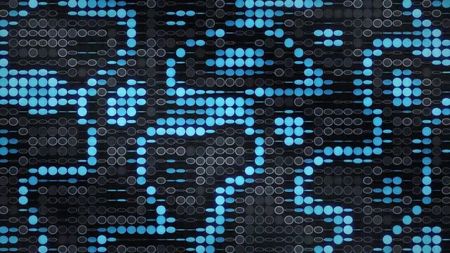 Magnetic Flip Disc Wall Reversing Amber and Black in Crossing Waves Seamless Loop in soft cyan tones