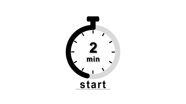 Abstract clock icon animation. 2 minute timer symbol, isolated on black background, and creating a stunning 4k video.