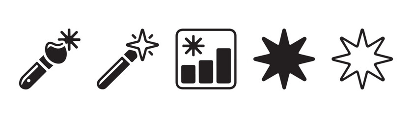Fototapeta premium Digital art editing icons including magic wand and paintbrush for photo retouching and graphic enhancement.