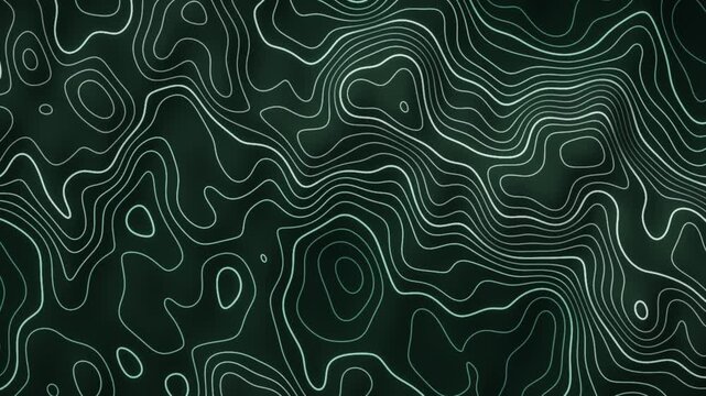 Morphing Topographic Contour Lines Glowing Elevation Map Abstract Motion Background Seamless Loop in calm green tones