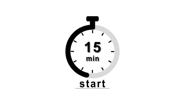 Abstract clock icon animation. 15 minute timer symbol, isolated on black background, and creating a stunning 4k video.