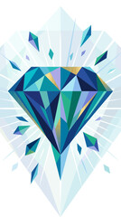 Obraz premium Geometric blue diamond with surrounding sharp shards.