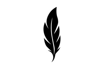 A minimalist black feather icon on a clean white background © Mohammad