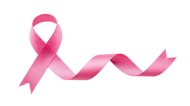 Shiny pink silk ribbon representing breast cancer awareness with long elegant flowing curves isolated as a symbol on transparent background