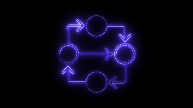 Neon flowchart diagram animation illustrating business process and workflow strategy