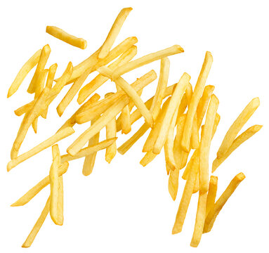French fries splashing isolated