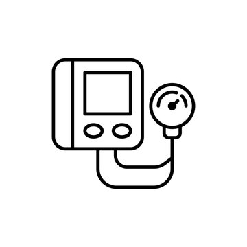 Blood pressure monitor icon, medical device for measuring hypertension, vector illustration