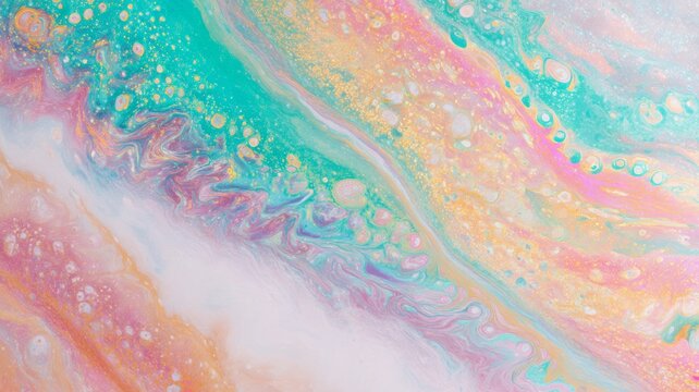 Vibrant abstract swirls in pink and aqua tones. Artificial intelligence image
