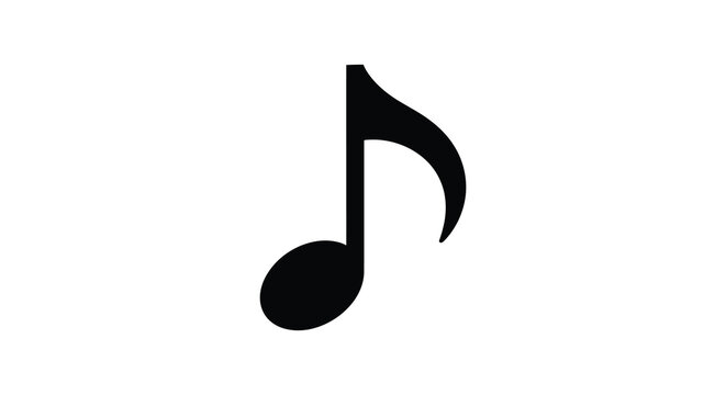 Single eighth note silhouette on a white background
