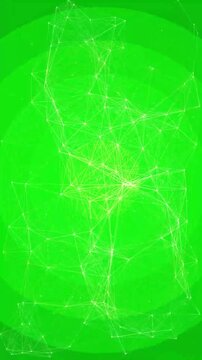 Digital plexus network animation with glowing nodes on green screen.