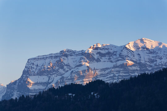 Austria, Vorarlberg, Bregenz Forest, Mountain Kanisfluh in evening light