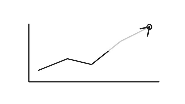 Growing financial chart showing rising arrow performance metrics in this clean minimalist digital animation for modern business growth video footage