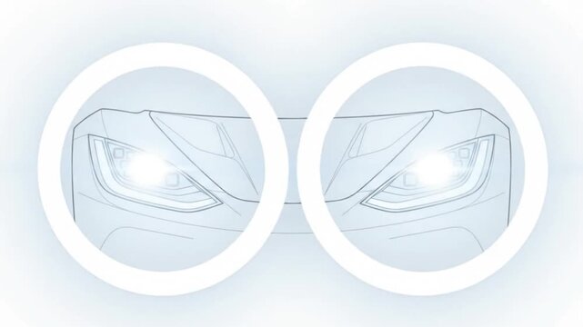 Minimalist Supercar Headlights Illumination and Light Rays Motion Graphics