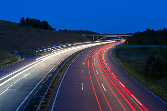 Germany, Saarland, View of freeway at night
