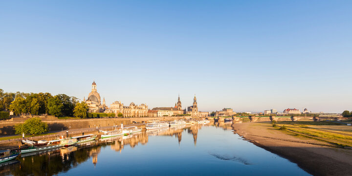 Germany, Dresden, City view with Elbe river