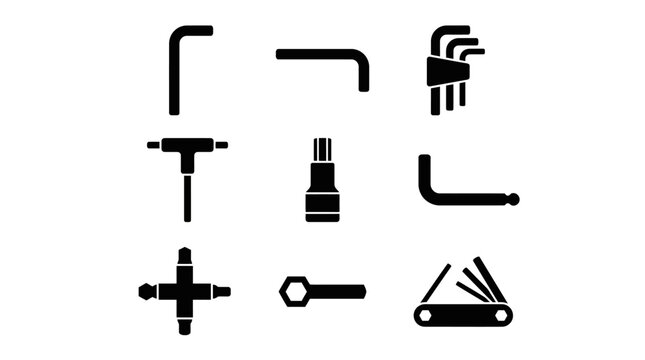 Hex key and Allen wrench set for technical assembly.