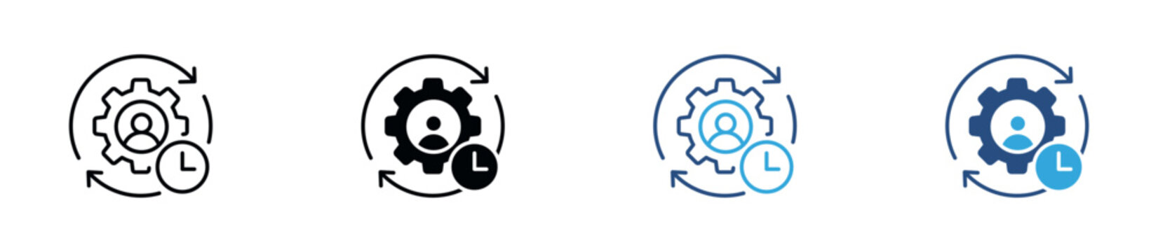Workflow Optimization Icon Set with Time Management, Task Planning, Personal Productivity and Efficient Process Symbols. Vector Illustration.
