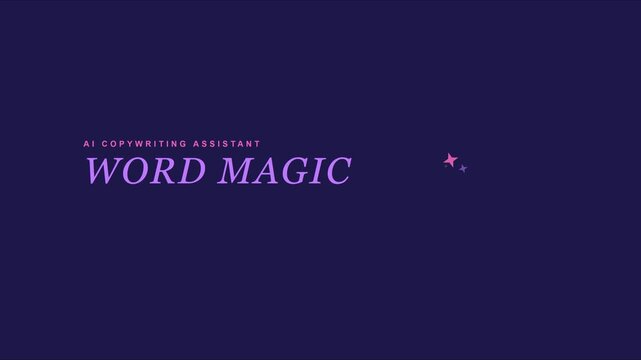 Ai copywriting assistant word magic: innovative digital creation and automated writing technology concept animation 4k