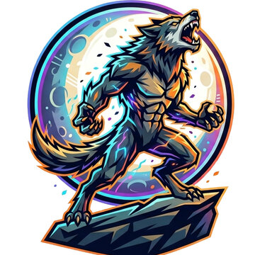 werewolf howling vector