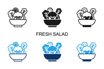 Fototapeta premium Fresh Salad Icon Multi Style Solid Vector Illustration