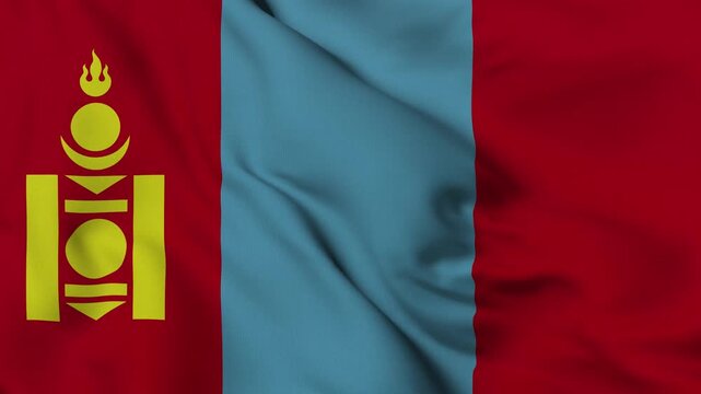 4K animation of the Mongolian national flag waving in the wind