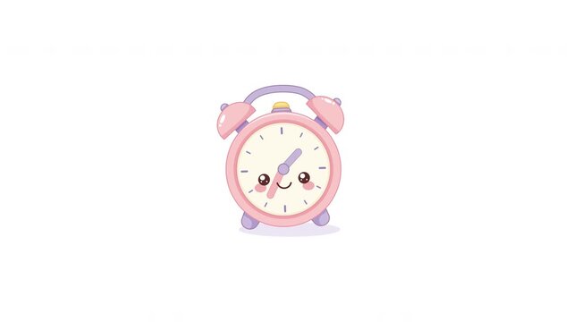 Cute Pastel Alarm Clock Animation with Kawaii Face
