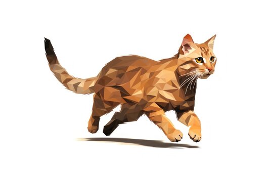 Running tabby cat animal mammal pet.