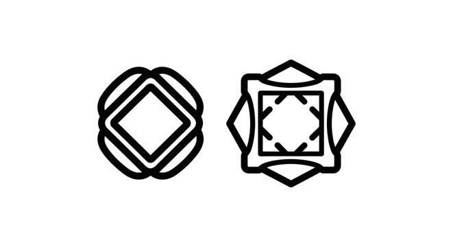 Symmetric object glyph and unit mark geometric vector icons with geometry geometric symmetric symmetry structure abstract monochrome futuristic interface vectorial illustration