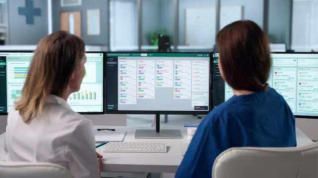 Young Woman Using Computer To Organize Patient Appointments