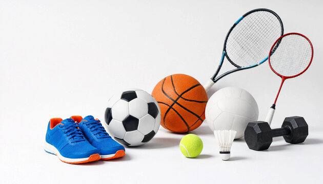 Collection Of Sports Equipment And Shoes For Active Lifestyle Promotion And Use.