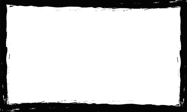 Black grunge rectangular frame isolated on a transparent background