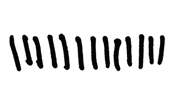 Hand drawn black tally marks isolated on a transparent background