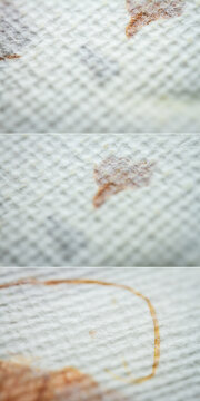 Collection of images with extreme closeups of white handmade paper with dried plants. Shallow depth of field.