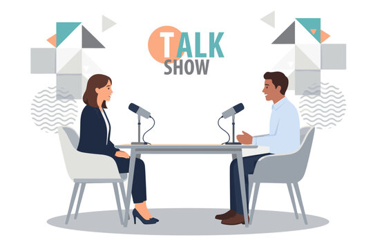 Talk Show Interview Flat Vector Illustration