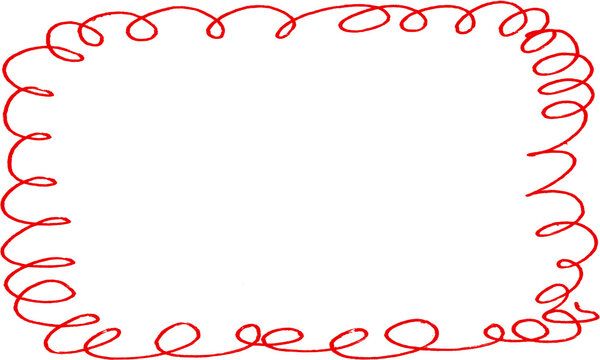 Hand drawn red scribble frame isolated on a transparent background for creative design projects