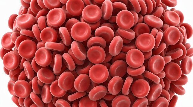 A dense and intricate aggregation of human red blood cells displays a remarkable biconcave form and a rich saturated red hue