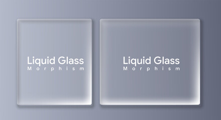 Obraz premium Glassmorphism Square Card Duo with Frosted Glass Effect Rounded Corner Panels Soft Shadow Modern App Website Interface Design Mockup Template