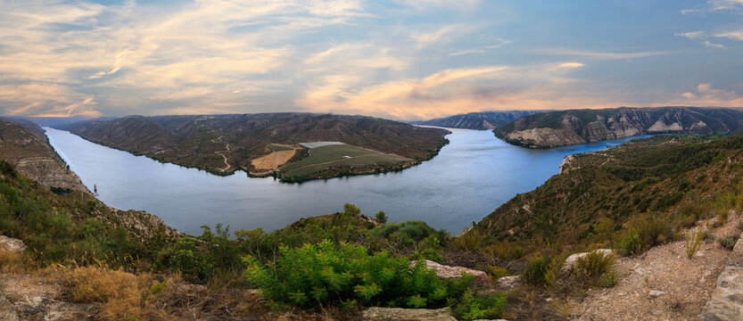 Panoramic View of the Ebro River Meander from Fay&oacute;n Lookout, Spain