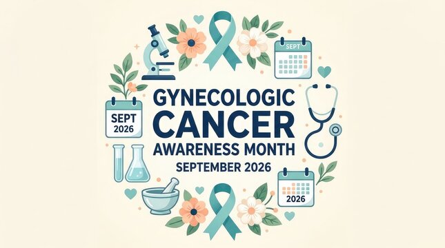 Gynecologic Cancer Awareness Month September 2026 circular icon badge banner design