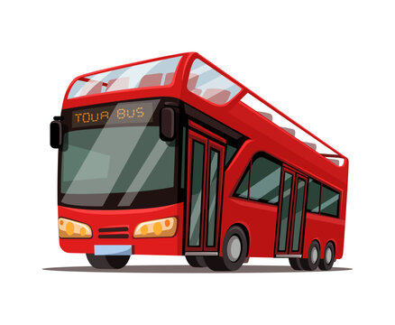 Red Hop On Hop Off Double Decker Sightseeing Tour Bus Vector Illustration