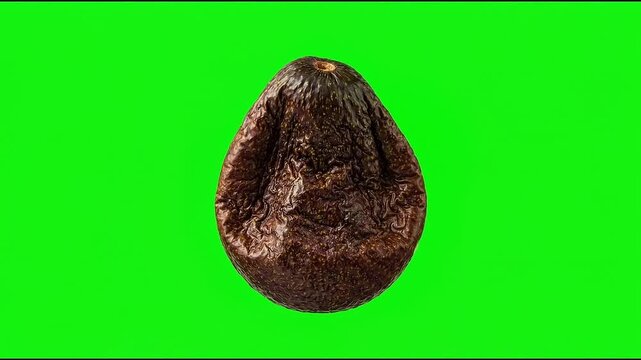 Avocado aging in time lapse on green screen background