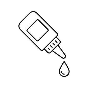 Glue bottle icon in flat outline stroke style. Office supply vector illustration on isolated background. Adhesive paste stationery sign business concept.