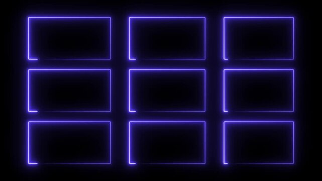 Glowing blue rectangles animation loop modern empty frames template background
