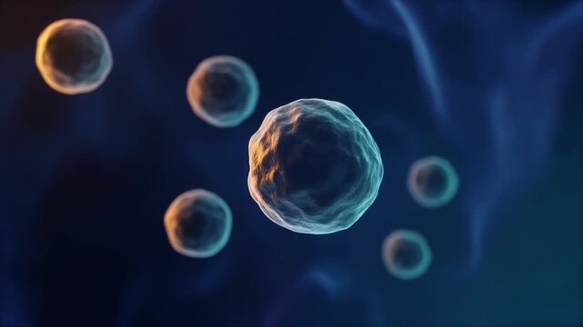 Scientific visualization of a lymphocyte immune response in a cellular environment, ideal for immunology education, biotechnology, biomedical research, healthcare presentations, and websites.