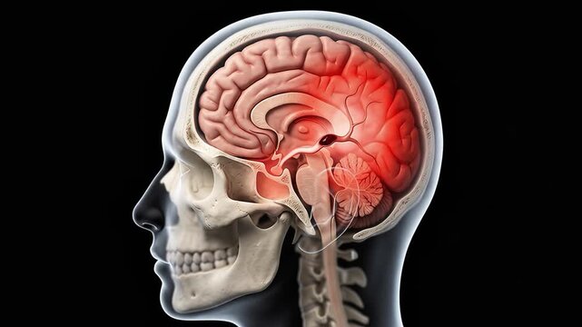 3D Render Human Brain Stroke Inflammation Head Pain Anatomy