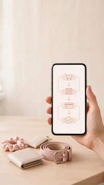 Business Workflow Process Steps on Phone with Stationery