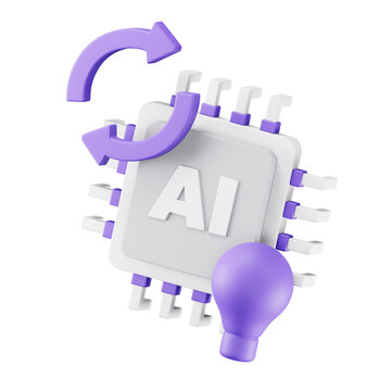 AI Knowledge Refresh 3D Icon for Model Updating