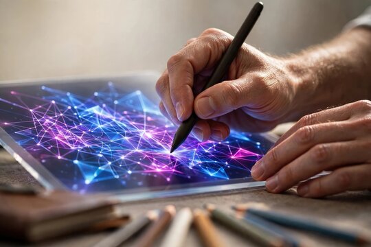 Stylus Drawing Data Network on Digital Tablet Screen