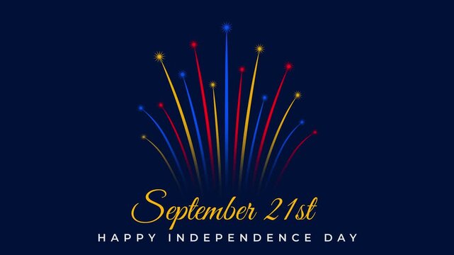 September 21, armenia independence day. Armenian colorful fireworks flag. Armenia national holiday september 21st independence day. Clean minimalist banner, 2D animation, seamless loop